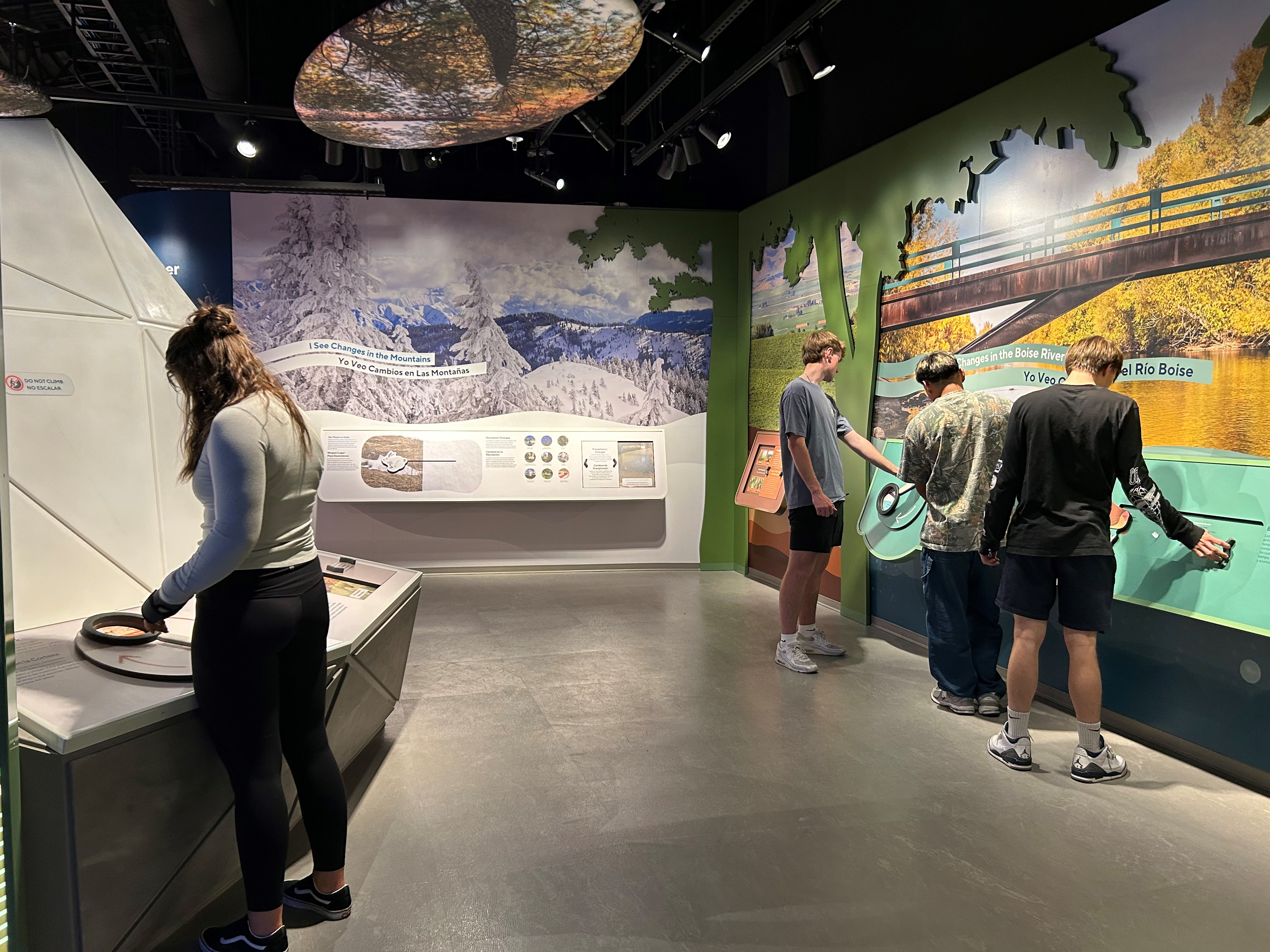 Students reading exhibits.
